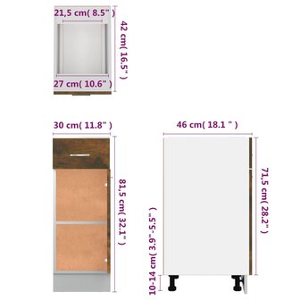 Onderkast met lade 30x46x81,5 cm bewerkt hout gerookt eiken 10