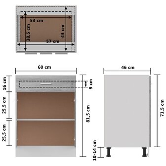 Onderkast met lade 60x46x81,5 cm bewerkt hout grijs sonoma 10