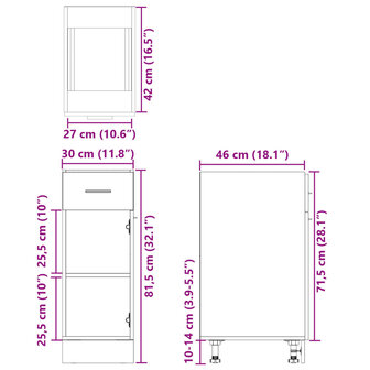 Onderkast met lade 30x46x81,5 cm spaanplaat sonoma eikenkleurig 12