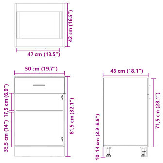 Onderkast met lade 50x46x81,5 cm spaanplaat sonoma eikenkleurig 12