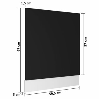 Vaatwasserpaneel 59,5x3x67 cm bewerkt hout zwart 6