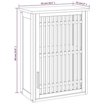 Badkamerkast wandgemonteerd 42x23x60 cm massief walnotenhout 9