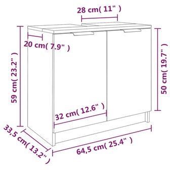 Badkamerkast 64,5x33,5x59 cm bewerkt hout betongrijs 10