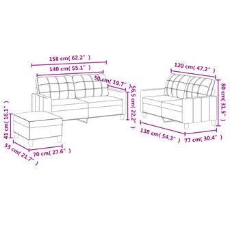 3-delige Loungeset met kussens kunstleer cr&egrave;me 9