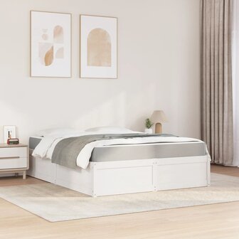 Bed met matras massief grenenhout wit 160x200 cm 3