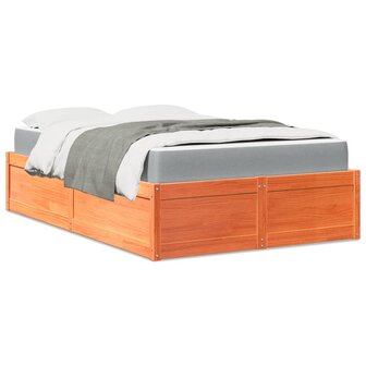 Bed met matras massief grenenhout wasbruin 140x190 cm 1