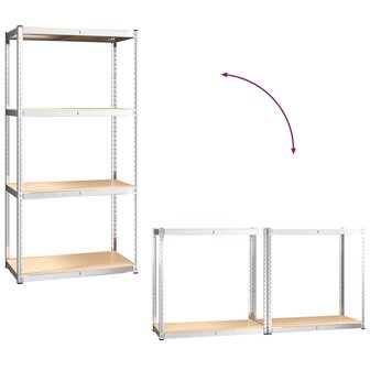 Opbergrek 4 Laags 4 st staal &amp; bewerkt hout zilverkleurig 9