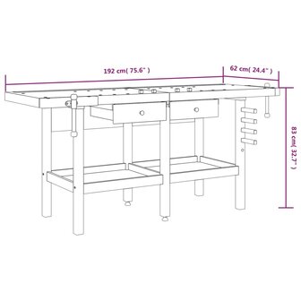 Werkbank met lades en bankschroeven 192x62x83 cm acaciahout 10