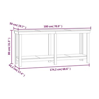 Werkbank 180x50x80 cm massief grenenhout grijs 8