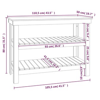 Werkbank 110,5x50x80 cm massief grenenhout honingbruin 8