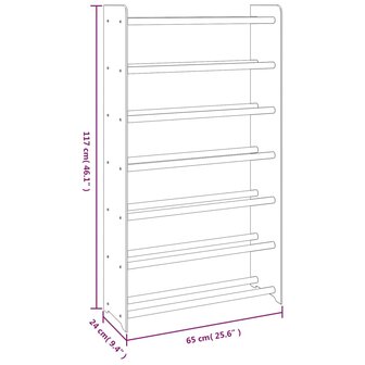 Schoenenrek 65x24x117 cm bewerkt hout bruin 6