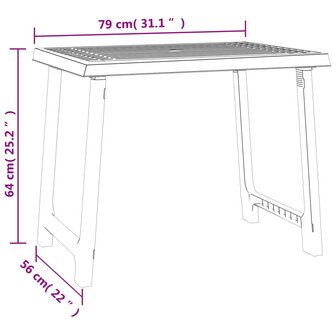 Campingtafel hout-look 79x56x64 cm PP antracietkleurig 6