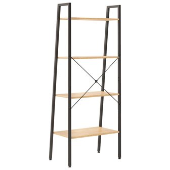 Ladderrek met 4 schappen 56x35x140 cm lichtbruin en zwart 5