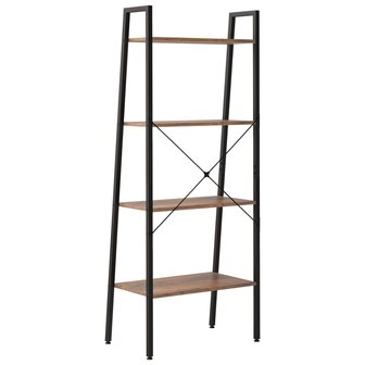 Ladderrek met 4 schappen 56x35x140 cm donkerbruin en zwart 5