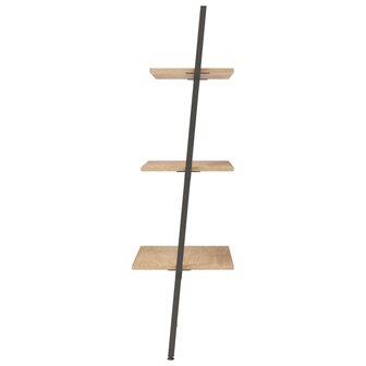 Ladderrek met 3 schappen 64x34x116 cm lichtbruin en zwart 4