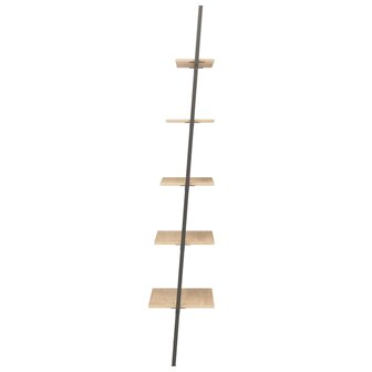 Ladderrek met 5 schappen 64x34x185,5 cm lichtbruin en zwart 4