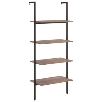 Ladderrek met 4 schappen 64x35x152,5 cm donkerbruin en zwart 2