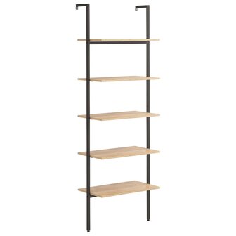 Ladderrek met 5 schappen 64x35x185 cm lichtbruin en zwart 2