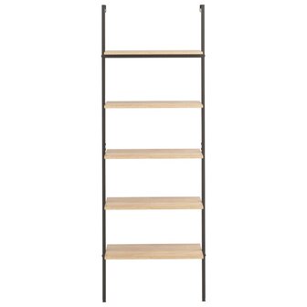 Ladderrek met 5 schappen 64x35x185 cm lichtbruin en zwart 3