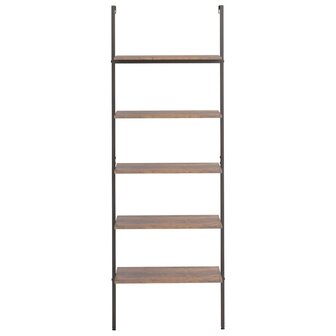 Ladderrek met 5 schappen 64x35x185 cm donkerbruin en zwart 3