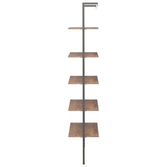 Ladderrek met 5 schappen 64x35x185 cm donkerbruin en zwart 4