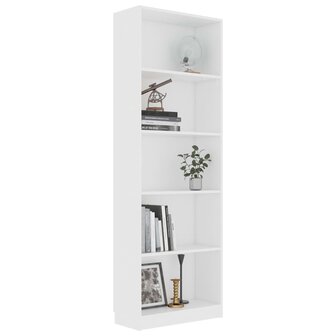 Boekenkast met 5 schappen 60x24x175 cm bewerkt hout wit 3