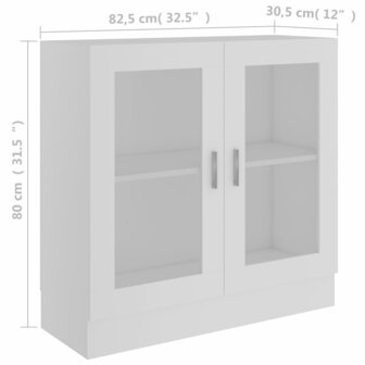 Vitrinekast 82,5x30,5x80 cm bewerkt hout wit 8