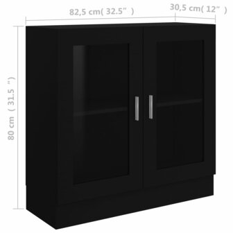 Vitrinekast 82,5x30,5x80 cm bewerkt hout zwart 8