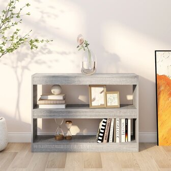 Boekenkast/kamerscherm 100x30x72 cm grijs sonoma eikenkleurig 6