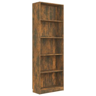 Boekenkast 60x24x175 cm bewerkt hout gerookt eikenkleurig 2