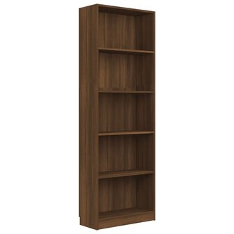 Boekenkast 60x24x175 cm bewerkt hout bruin eikenkleur 2