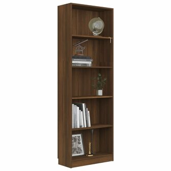 Boekenkast 60x24x175 cm bewerkt hout bruin eikenkleur 3