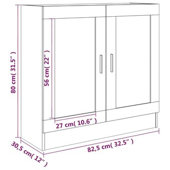 Vitrinekast 82,5x30,5x80 cm bewerkt hout grijs sonoma eiken 9