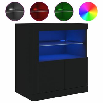 Dressoir met LED-verlichting 60,5x37x67 cm zwart 2