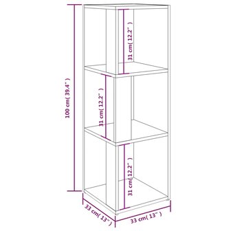 Hoekkast 33x33x100 cm bewerkt hout bruin eikenkleur 8
