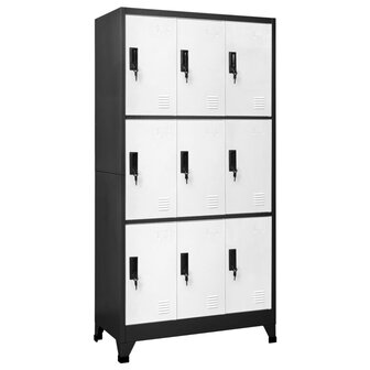 Lockerkast 90x45x180 cm staal antracietkleurig en wit 1