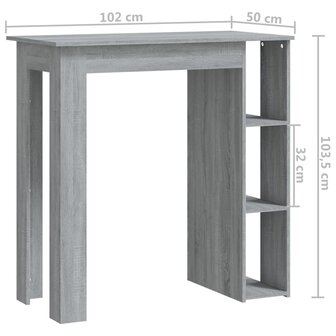 Bartafel met schap 102x50x103,5 cm bewerkt hout grijs sonoma 7