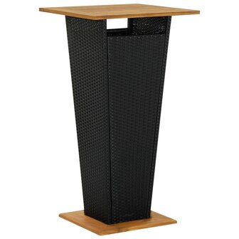 Bartafel 60x60x110 cm poly rattan en massief acaciahout zwart 1