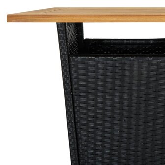 Bartafel 60x60x110 cm poly rattan en massief acaciahout zwart 5