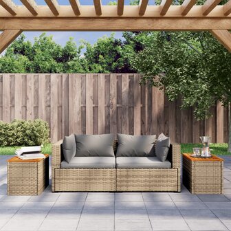 Tuinbijzettafels 2 st 55x34x37 cm poly rattan en hout beige 3