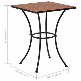 Bistrotafel moza&iuml;ek 60 cm keramiek terracottakleurig 8