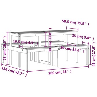 Picknicktafel 160x134x75 cm massief douglashout 9