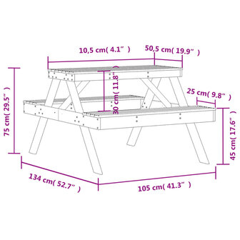 Picknicktafel 105x134x75 cm massief douglashout 9