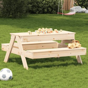 Picknicktafel met zandbak voor kinderen massief grenenhout 1