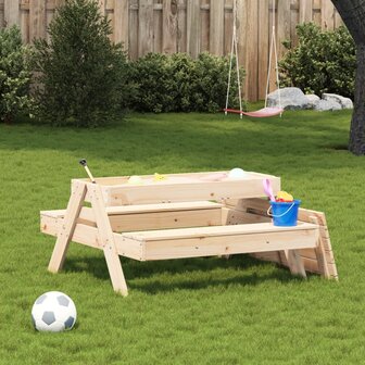 Picknicktafel met zandbak voor kinderen massief grenenhout 4