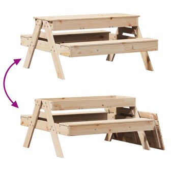 Picknicktafel met zandbak voor kinderen massief grenenhout 8