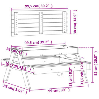 Picknicktafel met zandbak voor kinderen massief grenenhout 11