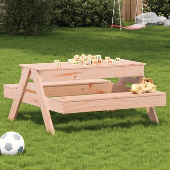 Picknicktafel met zandbak voor kinderen massief douglashout 1