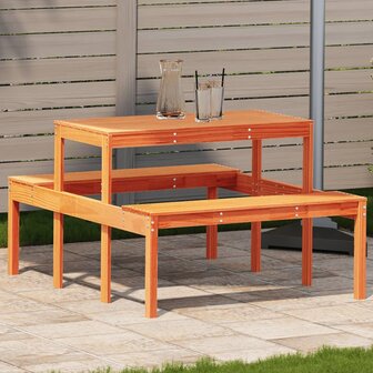 Picknicktafel 110x134x75 cm massief grenenhout wasbruin 1