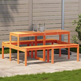 Picknicktafel 160x134x75 cm massief grenenhout wasbruin 1